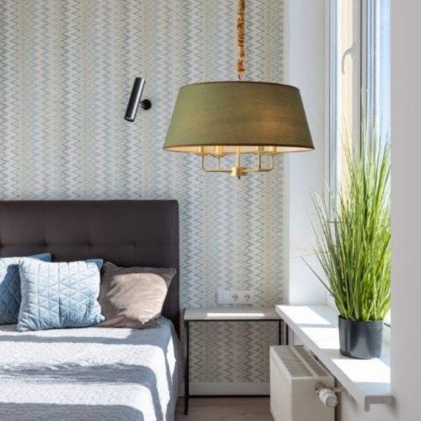 Đèn Thả Trần Vintage Chụp Vải Khung Kim Loại 3 Chế Độ Sáng Decor Nội Thất Cổ Điển
