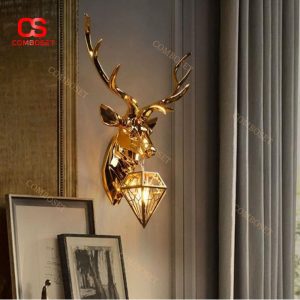 Đèn Tường Hươu Vàng Cầm Kim Cương Sang Trọng, Đẳng Cấp Hoàng Gia