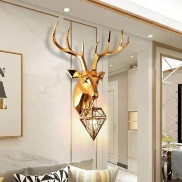 Đèn Tường Hươu Vàng Cầm Kim Cương Sang Trọng, Đẳng Cấp Hoàng Gia