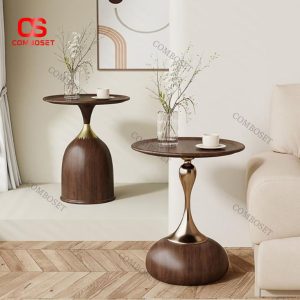 Bàn Phụ Cafe Kiểu Pháp Cao Cấp Bằng Gỗ Màu Óc Chó Decor Phòng Khách, Đầu Giường Ngủ, Khách Sạn