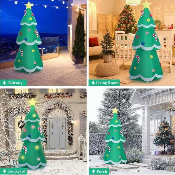 Cây Thông Noel Bơm Hơi Cao 210cm Tích Hợp Đèn LED Nhấp Nháy Có Điều Khiển Từ Xa