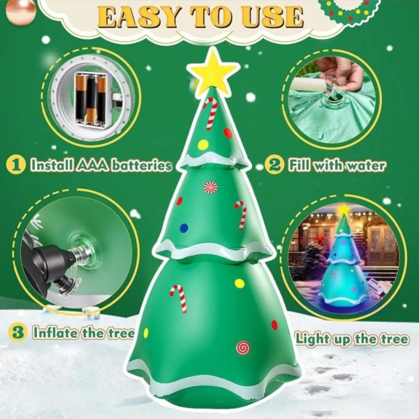 Cây Thông Noel Bơm Hơi Cao 210cm Tích Hợp Đèn LED Nhấp Nháy Có Điều Khiển Từ Xa