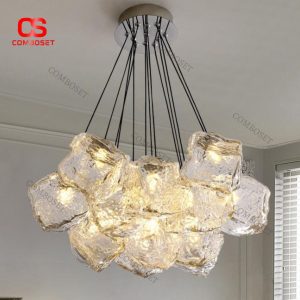 Đèn Chùm Thủy Tinh Hình Khối Nghệ Thuật Tạo Hiệu Ứng Sang Trọng Cuốn Hút