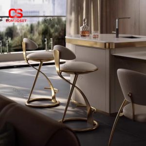 Ghế Quầy Bar Cao Kiểu Ý Chân Thép Mạ Vàng Sang Trọng Cho Quán Cafe, Quầy Bar, Đảo Bếp Hiện Đại