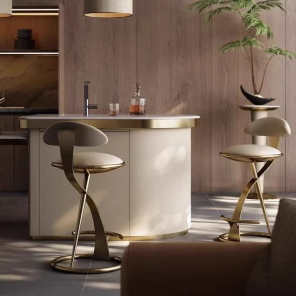 Ghế Quầy Bar Cao Kiểu Ý Chân Thép Mạ Vàng Sang Trọng Cho Quán Cafe, Quầy Bar, Đảo Bếp Hiện Đại