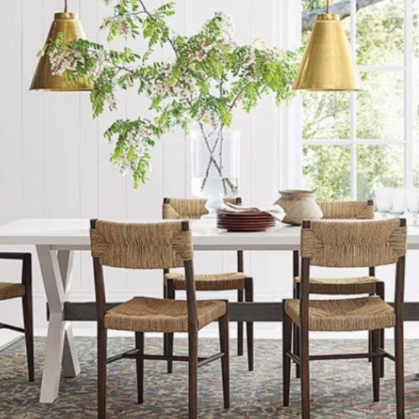 Ghế Quầy Bar Gỗ Tự Nhiên Đan Dây Thủ Công Phong Cách Scandinavian