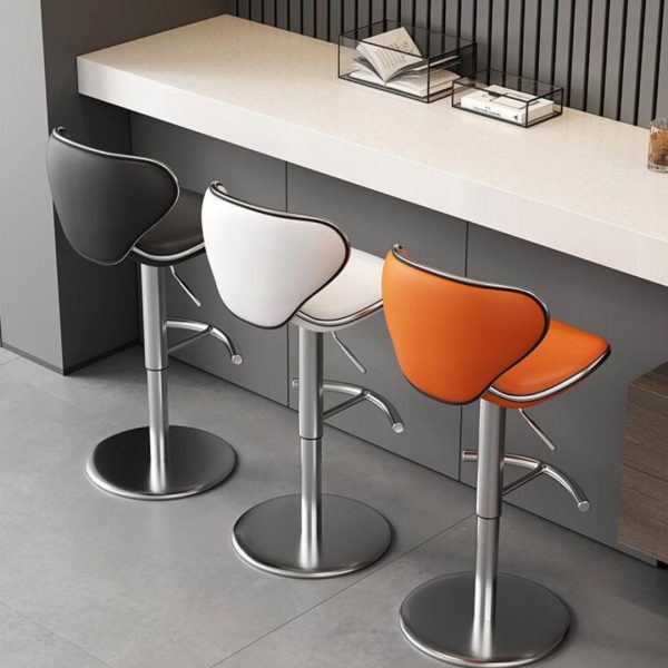 Ghế Quầy Bar Khung Nhôm Mạ Bạc Da PU Cao Cấp Nâng Hạ Đơn Giản Decor Quầy Lễ Tân, Khách Sạn, Quầy Thu Ngân