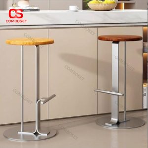 Ghế Quầy Bar Thép Không Gỉ Đơn Giản Phong Cách Bắc Âu Decor Đảo Bếp