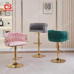Ghế Quầy Bar Xoay Hiện Đại Lưng Tựa Cách Điệu Nhiều Màu Vải Nỉ Phù Hợp Bàn Ăn, Lễ Tân, Spa Nails Làm Đẹp