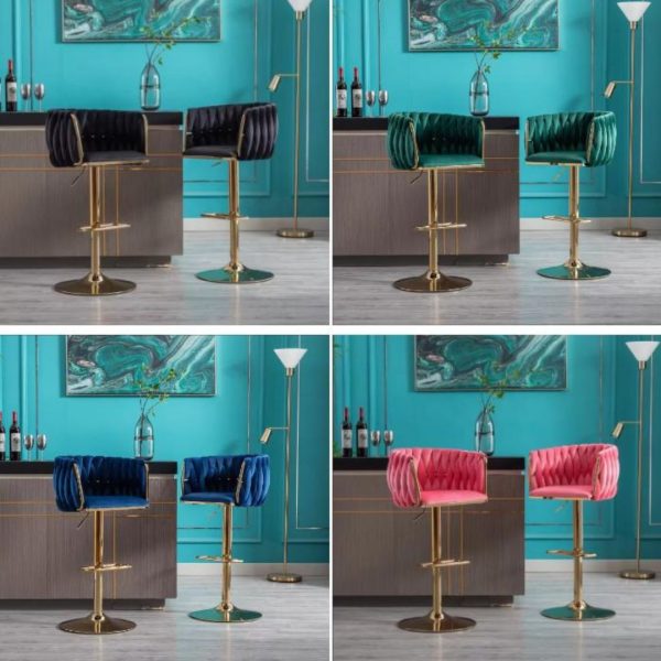 Ghế Quầy Bar Xoay Hiện Đại Lưng Tựa Cách Điệu Nhiều Màu Vải Nỉ Phù Hợp Bàn Ăn, Lễ Tân, Spa Nails Làm Đẹp