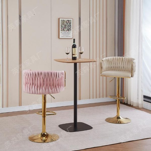 Ghế Quầy Bar Xoay Hiện Đại Lưng Tựa Cách Điệu Nhiều Màu Vải Nỉ Phù Hợp Bàn Ăn, Lễ Tân, Spa Nails Làm Đẹp