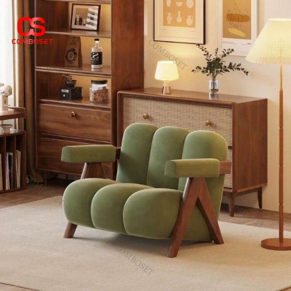 Ghế Sofa Đơn Bọc Nhung Thiết Kế Đơn Giản Cho Phòng Khách, Phòng Trà, Cafe Nhà Hàng