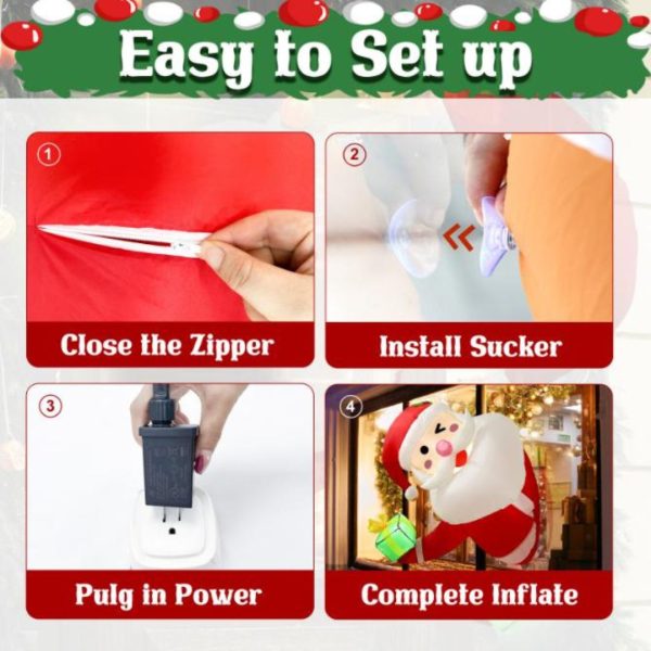 Ông Già Noel Bơm Hơi Cầm Quà Decor Noel Cho Cây Thông, Sân Vườn, Cửa Hàng