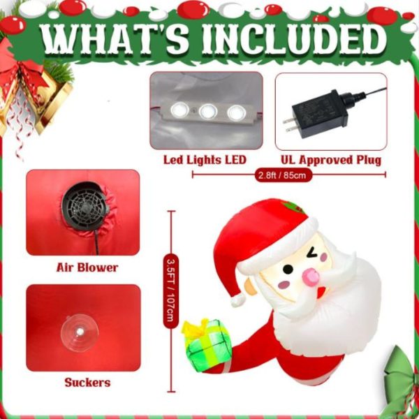 Ông Già Noel Bơm Hơi Cầm Quà Decor Noel Cho Cây Thông, Sân Vườn, Cửa Hàng