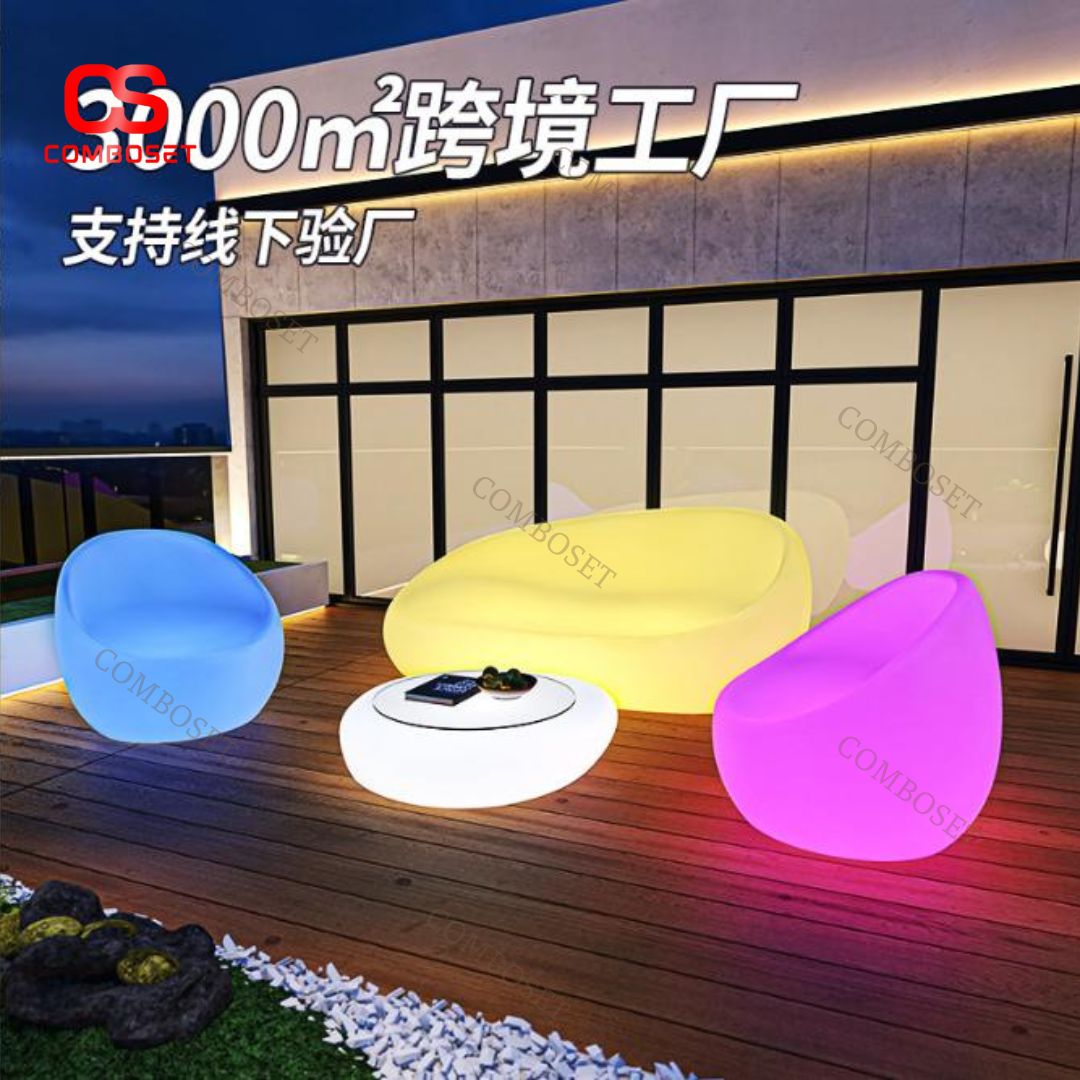 Bàn Ghế LED Sân Vườn Kèm Điều Khiển Từ Xa, Dành Cho Khách Sạn, Hồ Bơi