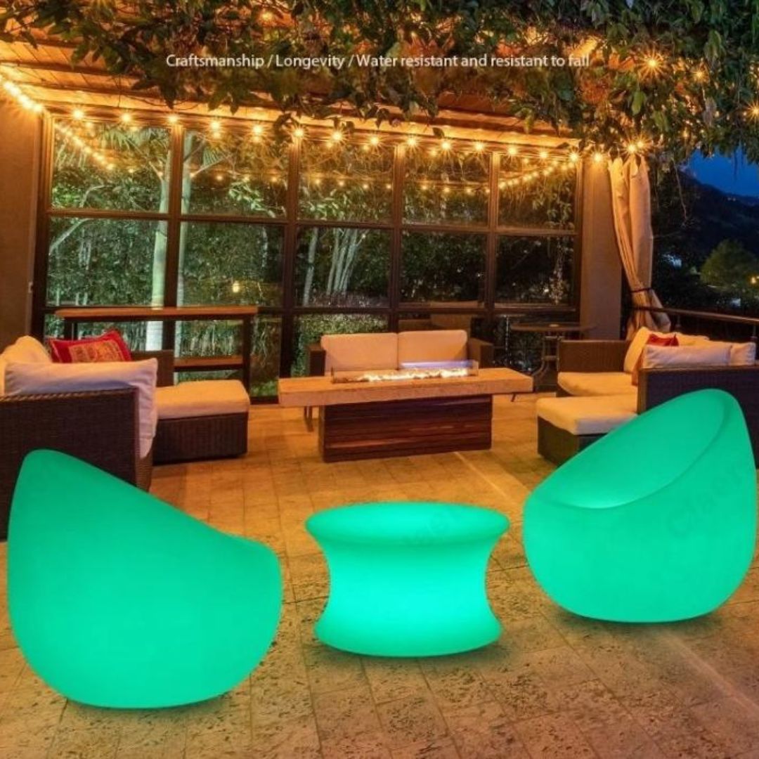 Bàn Ghế LED Sân Vườn Kèm Điều Khiển Từ Xa, Dành Cho Khách Sạn, Hồ Bơi