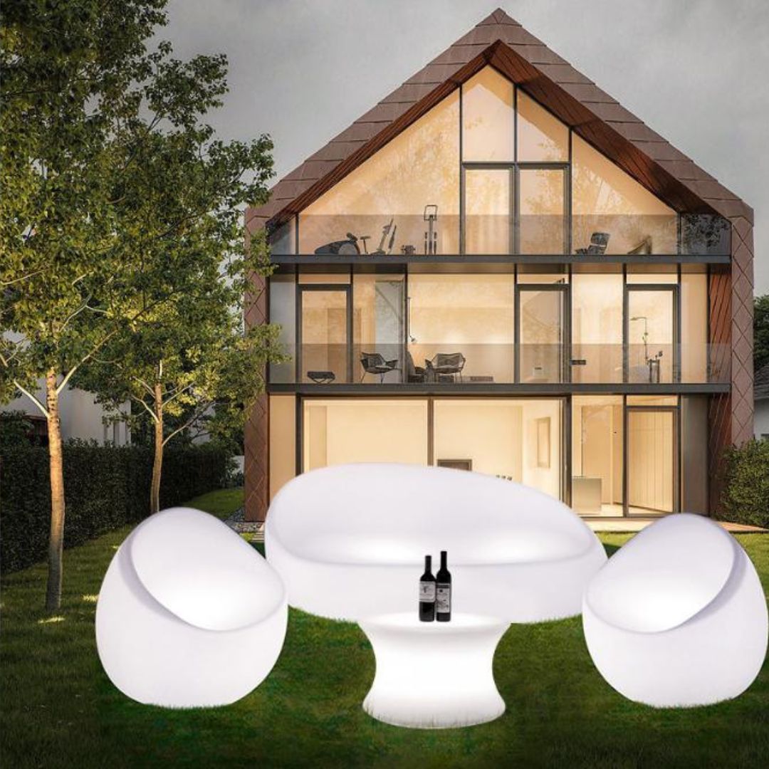 Bàn Ghế LED Sân Vườn Kèm Điều Khiển Từ Xa, Dành Cho Khách Sạn, Hồ Bơi