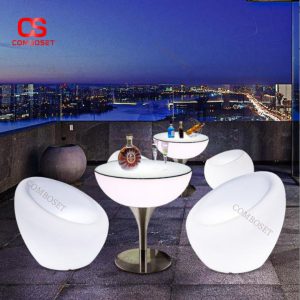 Bàn Ghế Phát Sáng LED Cao Cấp Điều Khiển Từ Xa 16 Màu Cho Tiệc Ngoài Trời, Sân Vườn