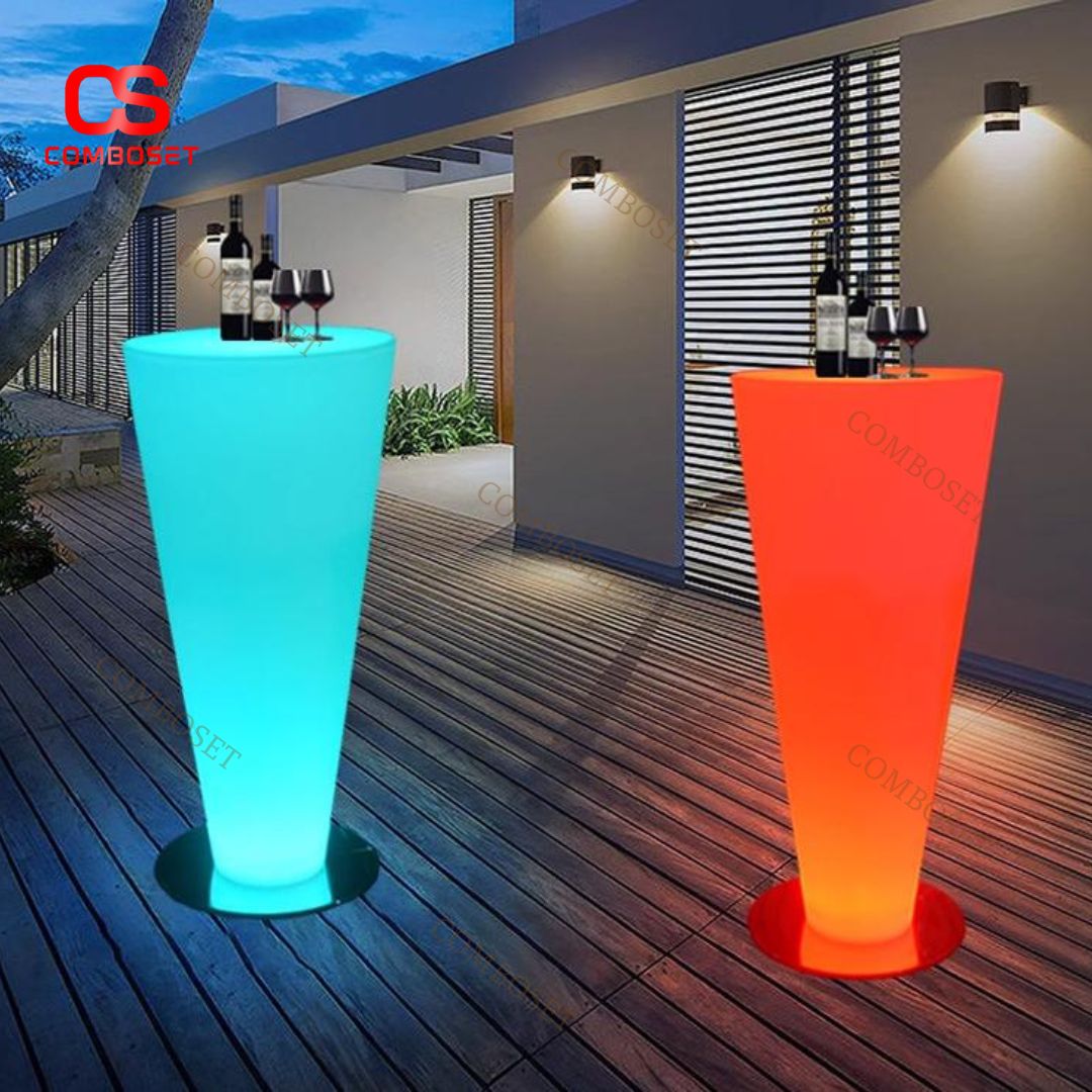 Bàn LED Đứng Cao Đổi 16 Màu, Điều Khiển Remote Trang Trí Bar, Lounge, Resort Cao Cấp