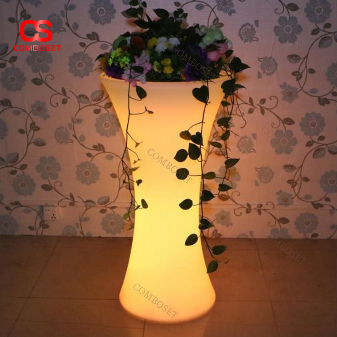 Chậu Hoa LED Đổi Màu Thông Minh Chống Nước, 16 Màu Sắc, Decor Sân Vườn