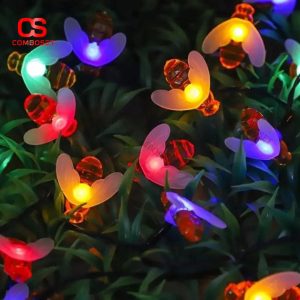 Dây Đèn Hình Ong Dễ Thương 20m 200 Bóng Chiếu Sáng Nhiều Màu Ban Công, Chống Thấm Nước