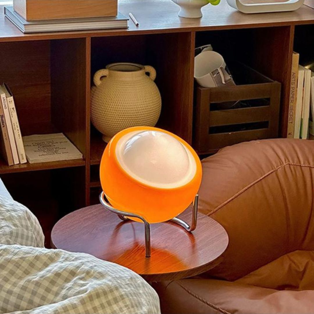 Đèn Bàn Hình Cầu Cam Vàng Phong Cách Retro Trang Trí Bàn Làm Việc