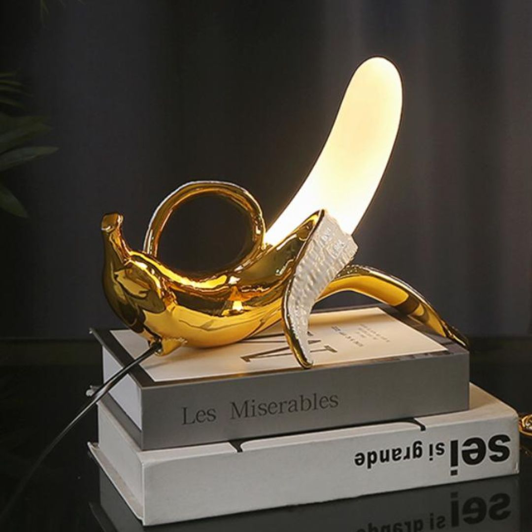 Đèn Bàn Hình Quả Chuối Mạ Điện Trang Trí Phòng Ngủ, Làm Quà Tặng Vui Nhộn