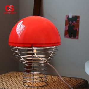 Đèn Bàn Lò Xo Chụp Vòm Màu Vàng Cam Thiết Kế Hiện Đại Trang Trí Studio, Phòng Khách