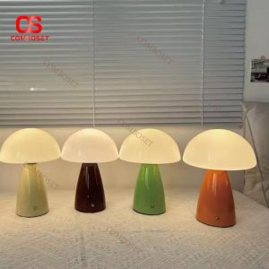 Đèn Bàn Thủy Tinh Cao Cấp Hình Cây Nấm 3 Chế Độ Ánh Sáng Decor Phòng