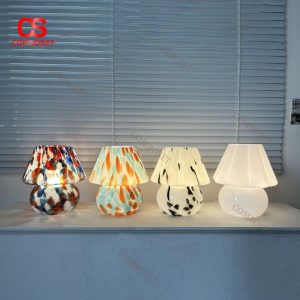 Đèn Bàn Thủy Tinh Hoạ Tiết Màu Sắc Nghệ Thuật Sạc USB Trang Trí Phòng Ngủ