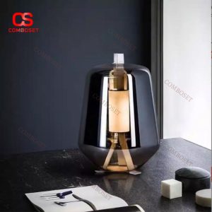 Đèn Bàn Thủy Tinh Xám Khói Hiện Đại Trang Trí Phòng Ngủ, Khách Sạn