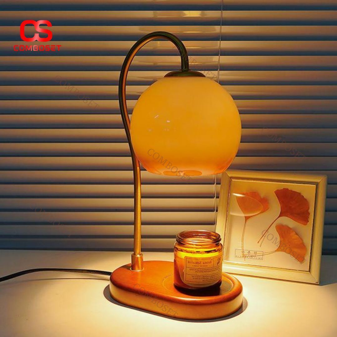 Đèn Bàn Xông Tinh Dầu Thủy Tinh Cam Kiểu Dáng Nghệ Thuật Decor Phòng Ngủ Sang Trọng