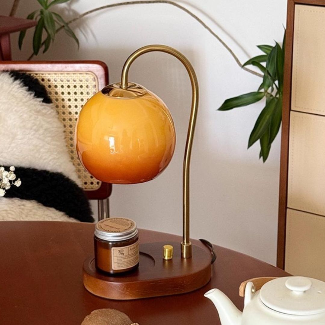 Đèn Bàn Xông Tinh Dầu Thủy Tinh Cam Kiểu Dáng Nghệ Thuật Decor Phòng Ngủ Sang Trọng