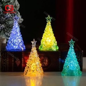 Đèn Cây Thông Noel Nhựa Trong Suốt, Ánh Sáng Đa Sắc Trang Trí Phòng Cực Đẹp