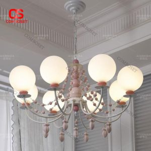 Đèn Chùm Gốm Pha Thủy Tinh Phong Cách Ngọt Ngào Retro Cho Không Gian Ấm Cúng