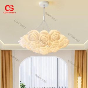 Đèn Chùm Hoa Trắng Sữa Bằng PE Đúc Nguyên Khối, Chống Thấm Nước, 3 Chế Độ Sáng Cho Khách Sạn, Phòng Ngủ