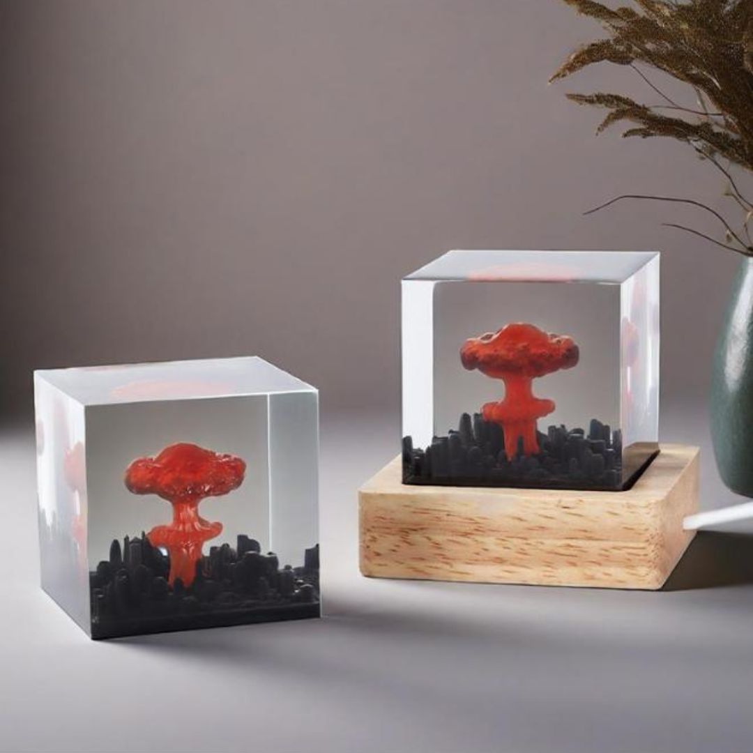 Đèn Decor Nhựa Trong Suốt Hiệu Ứng 3D Sáng Tạo, Đế Gỗ Nghệ Thuật Trang Trí Bàn Làm Việc, Bàn Học