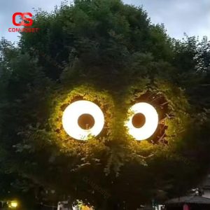 Đèn Đôi Mắt Xoay 360 Độ Trang Trí Cây Xanh Ngoài Trời Cực Sáng Và Hài Hước
