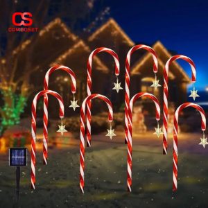Đèn Kẹo Gậy Noel Năng Lượng Mặt Trời Trang Trí Lối Đi, Sân Vườn, Cổng Nhà