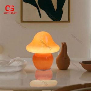 Đèn Nấm Thủy Tinh Cam Ánh Sáng 3 Chế Độ Lung Linh Cho Không Gian