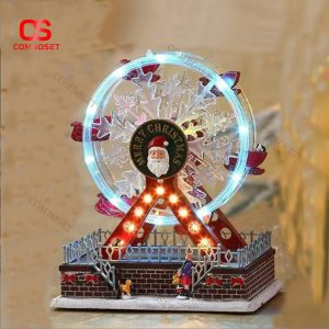 Đèn Nhạc Vòng Quay Giáng Sinh Bằng Nhựa Có Đèn Và Sạc USB