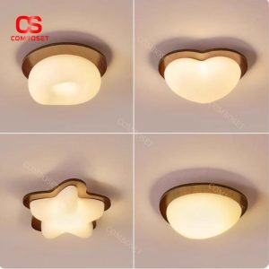 Đèn Ốp Trần Nhựa 3 Chế Độ Sáng Trang Trí Dễ Thương Trái Tim, Ngôi Sao, Donut, Tròn