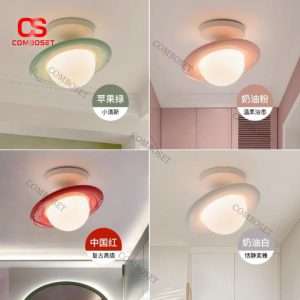 Đèn Ốp Trần Tròn Viền Màu Pastel Hiện Đại Trang Trí Nội Thất Phong Phú