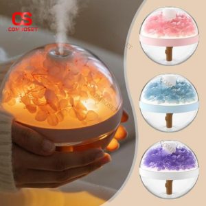 Đèn Phun Sương Tạo Ẩm Bằng Nhựa Hình Cầu Hoa Hồng Ánh Sáng Dịu Nhẹ