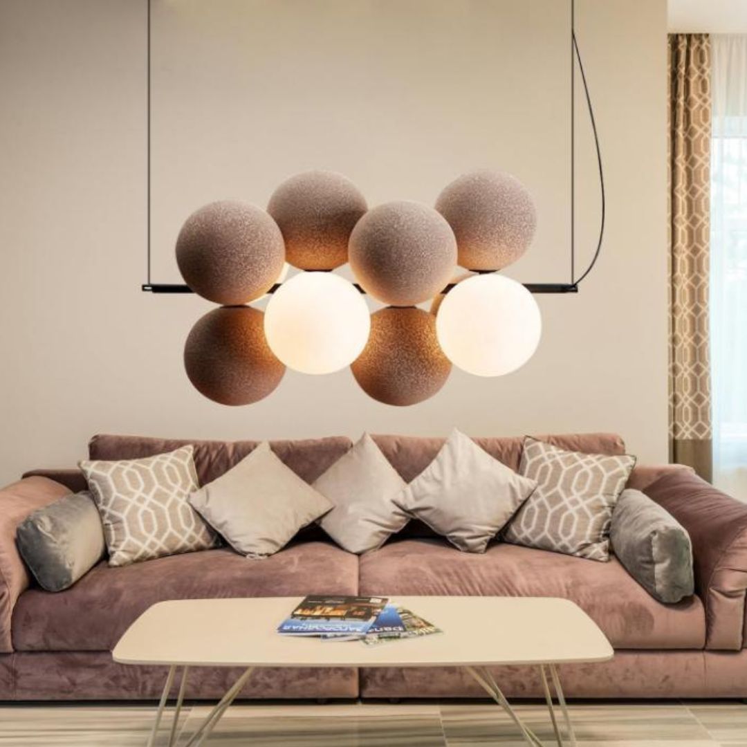 Đèn Thả Chao Tròn Vải Nỉ PVC Nghệ Thuật Decor Phòng Ngủ Em Bé, Khu Vui Chơi, Trung Tâm Thương Mại