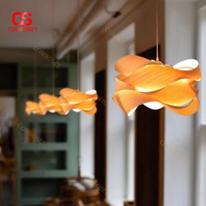 Đèn Thả Dải Uốn Lượn Nghệ Thuật Màu Gỗ Trang Trí Phòng Ăn, Phòng Khách
