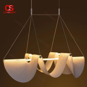 Đèn Thả Lưới Polyester Thiết Kế Uốn Lượn Tinh Tế Ánh Sáng Ấm Trang Trí Bàn Ăn, Khách Sạn