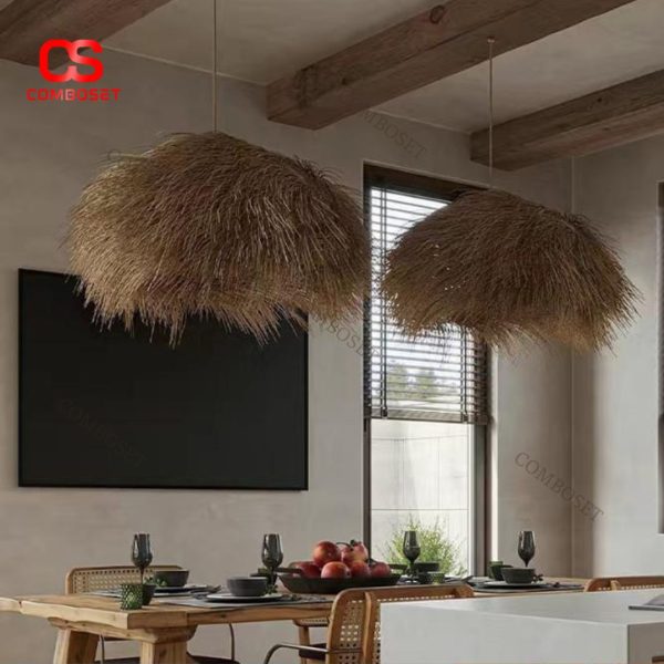 Đèn Thả Mũ Rơm, Mây Tre Đan Mộc Mạc Phong Cách Boho