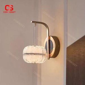 Đèn Tường Chao Hình Quả Bí Trang Trí Hiện Đại Sang Trọng Ánh Vàng Đồng 3 Chế Độ Sáng