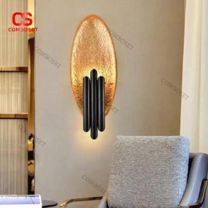 Đèn Tường Hình Oval Ánh Vàng Bạc Cao Cấp Phong Cách Luxury Trang Trí Khách Sạn, Nhà Hàng